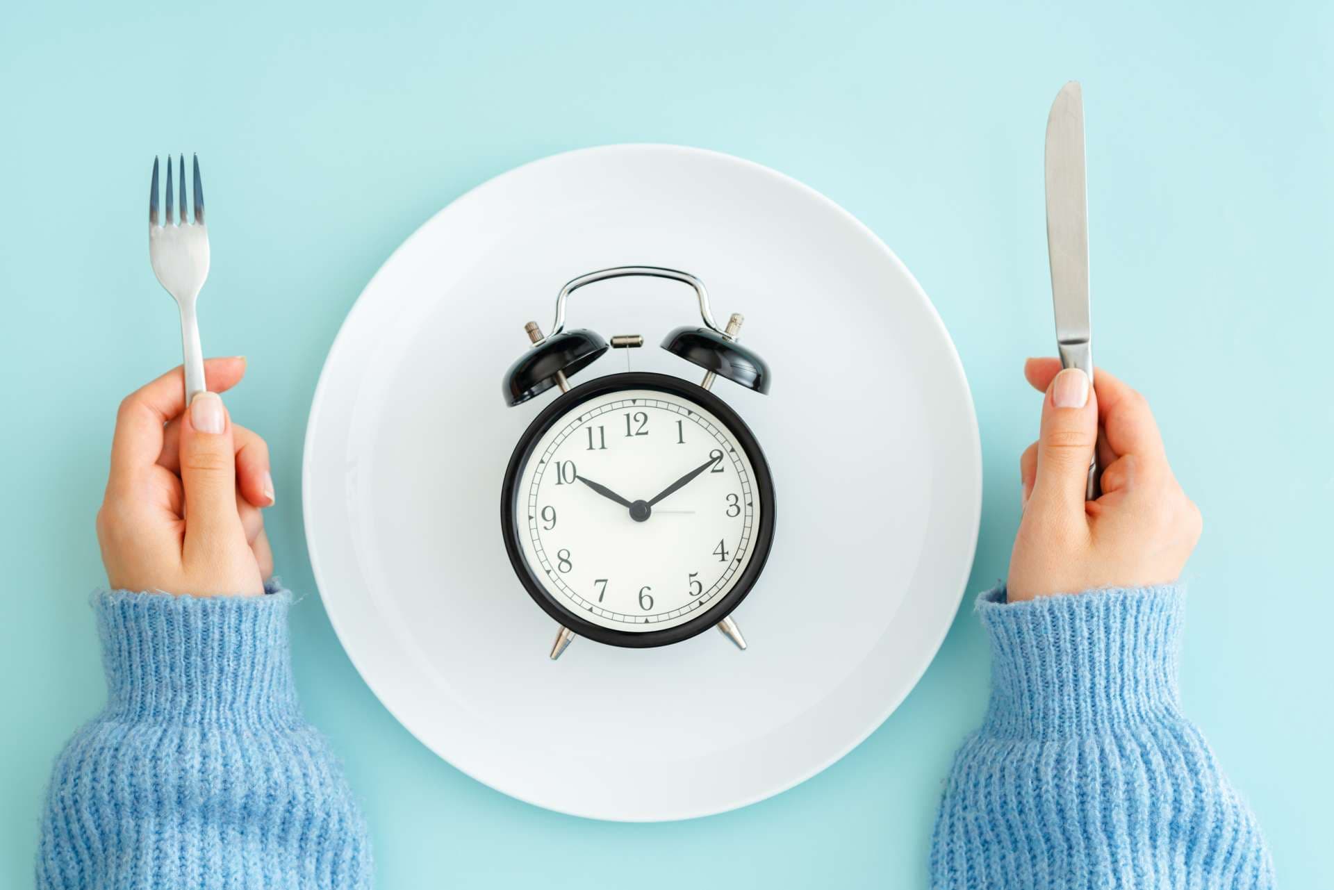 Blau, Frühstück, Uhr, Konzepte, Teller