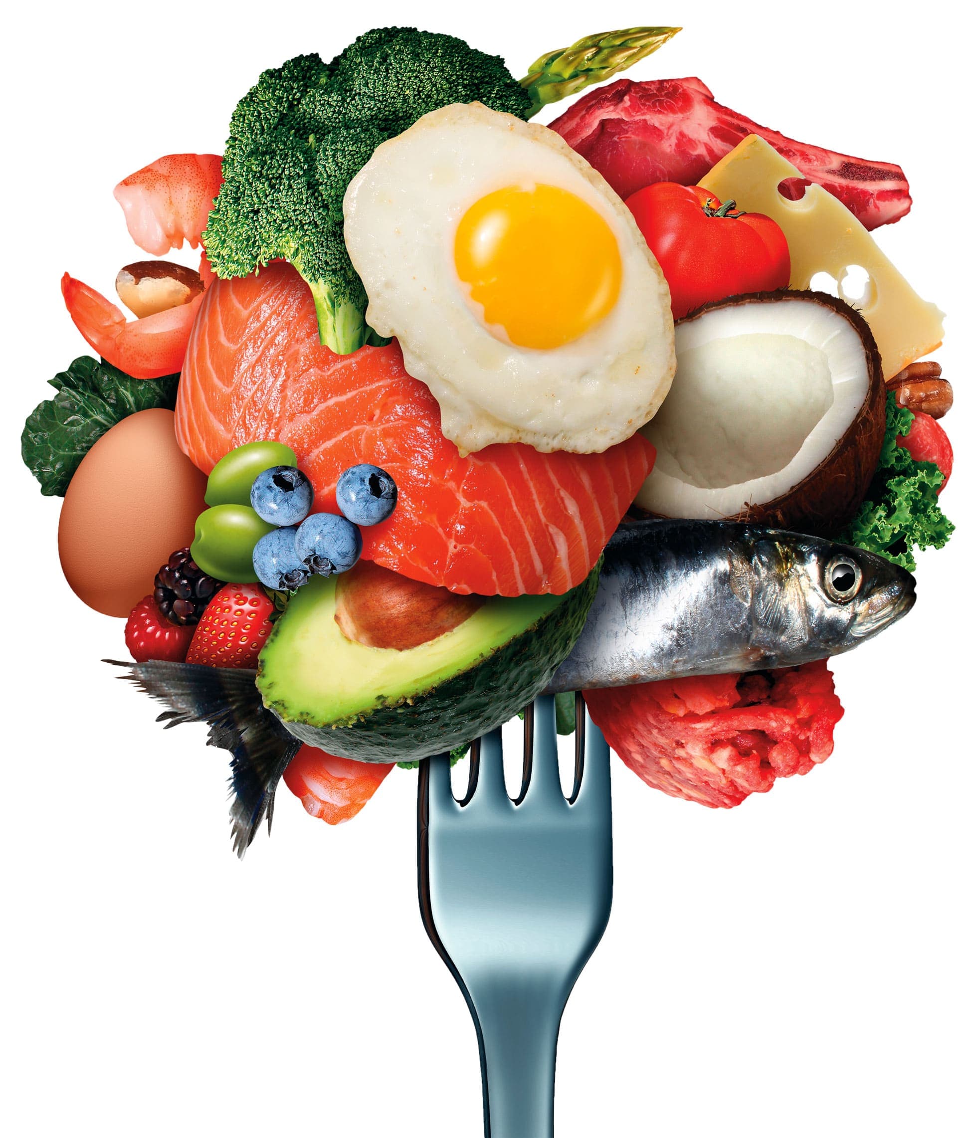 Essgabel sticht in Lebensmittel