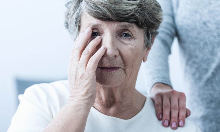 Image of sad woman suffering from senility