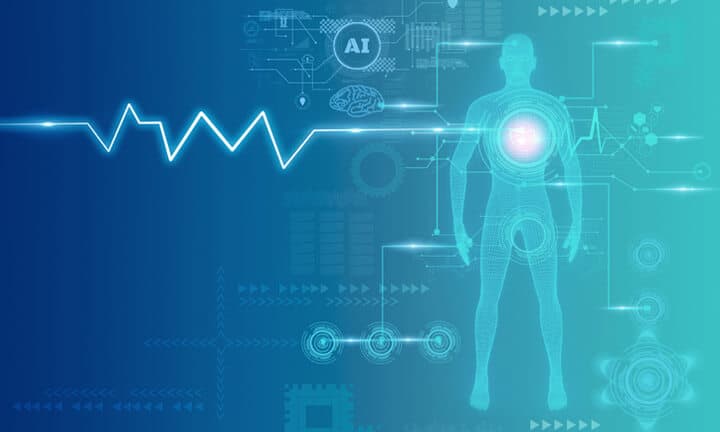 3D-Modell polygonalen Punkt und Linie, virtuelle Scan Anatomie Körper, Künstliche Intelligenz oder KI für Deep Learning