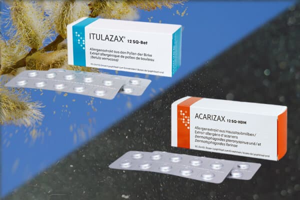 Baumpollen-Tablette ITULAZAX® und Hausstaubmilben-Tablette ACARIZAX®