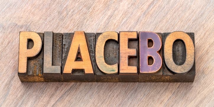 placebo &#8211; word abstract in wood type