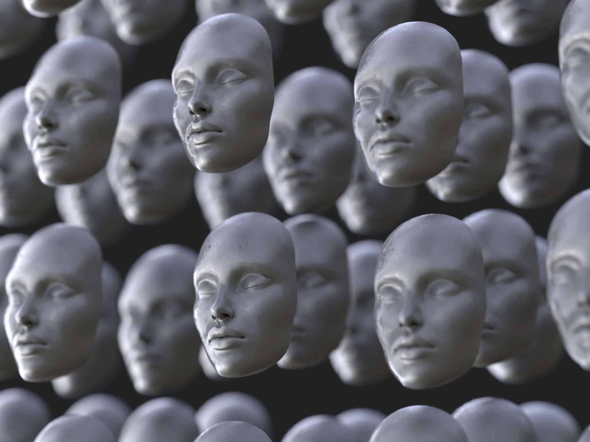 Reihe von menschlichen Gesichtsmasken