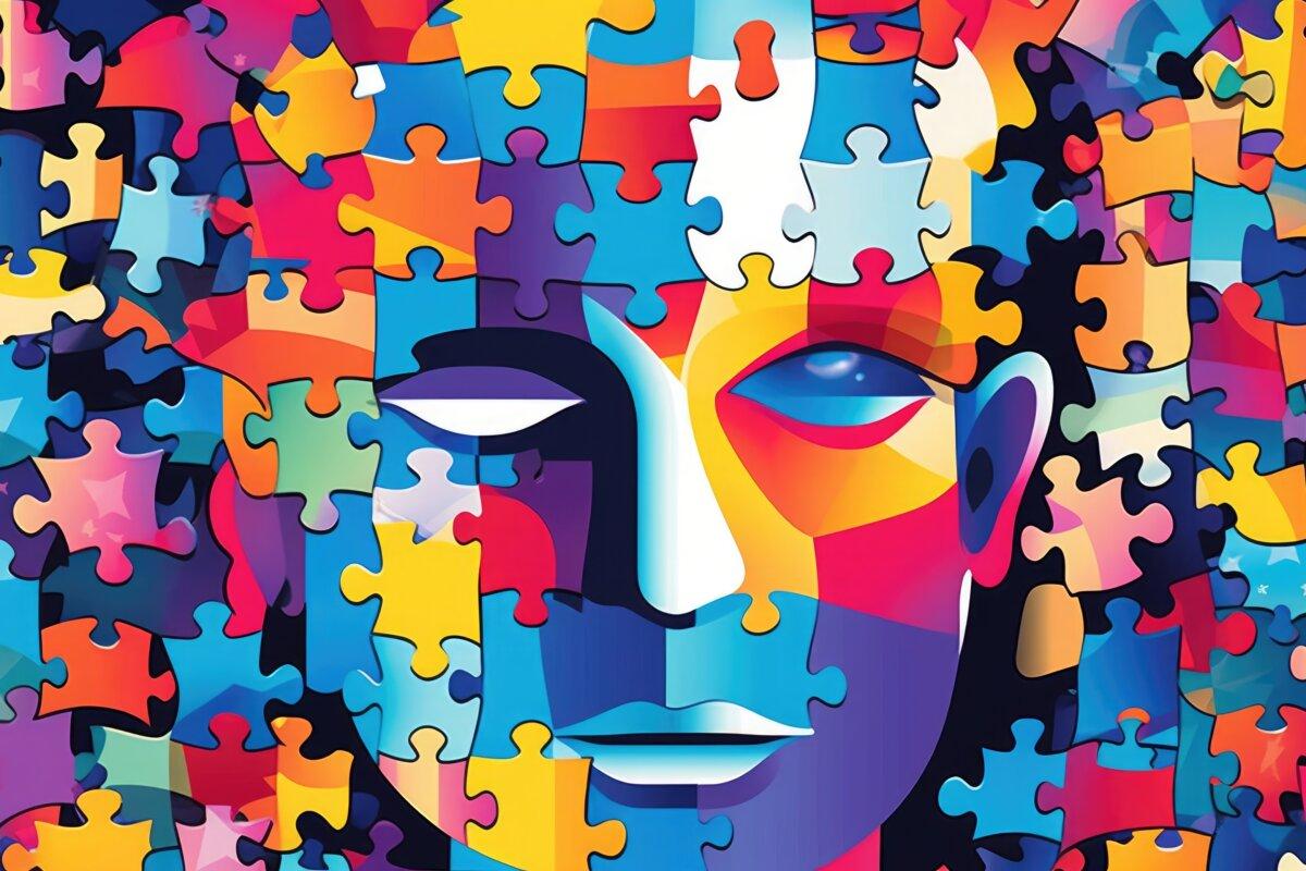 Die psychische Störung ADHS als Puzzleteile dargestellt. – Bild generiert mit Generative AI