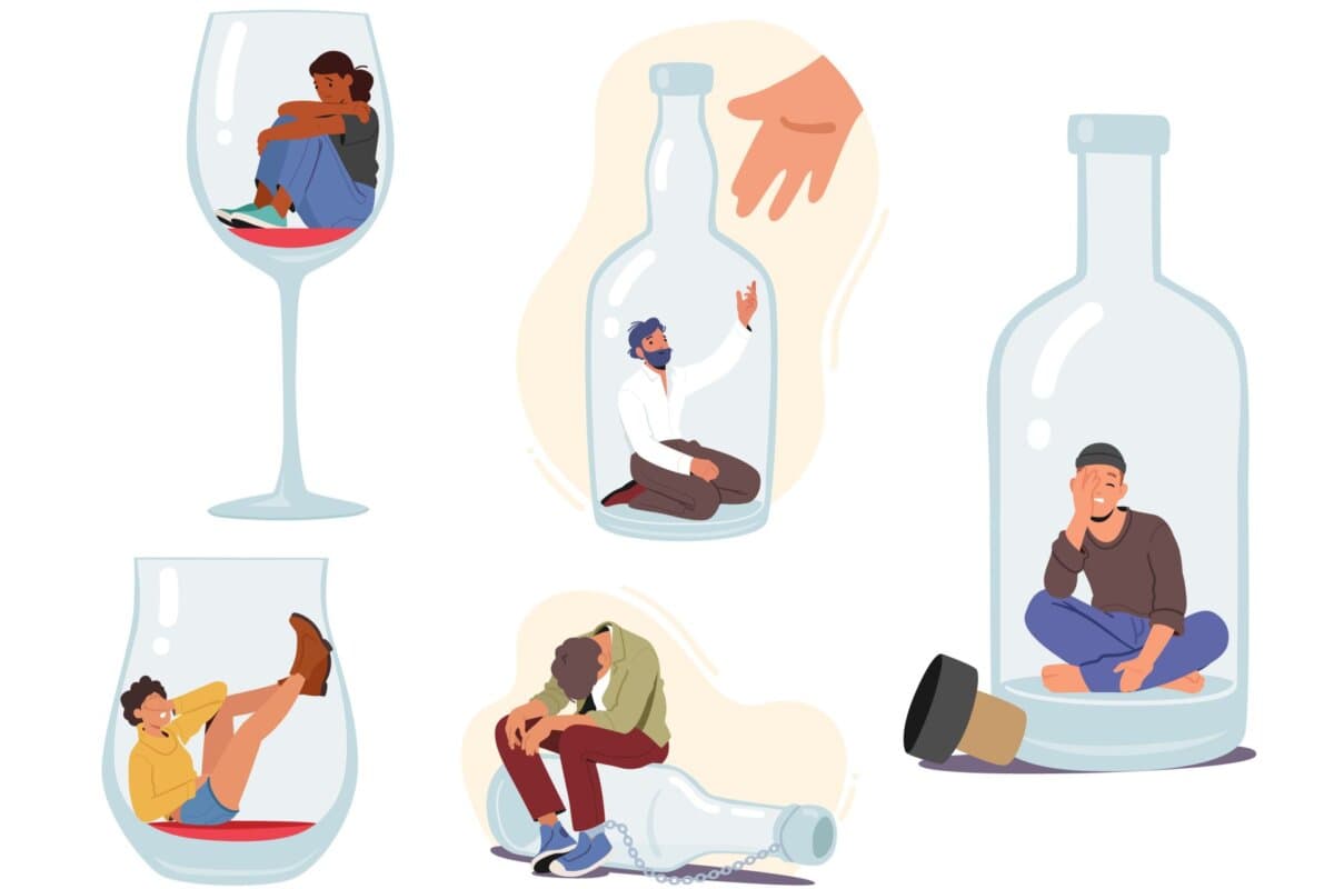Gruppe von Menschen mit Alkoholsucht.