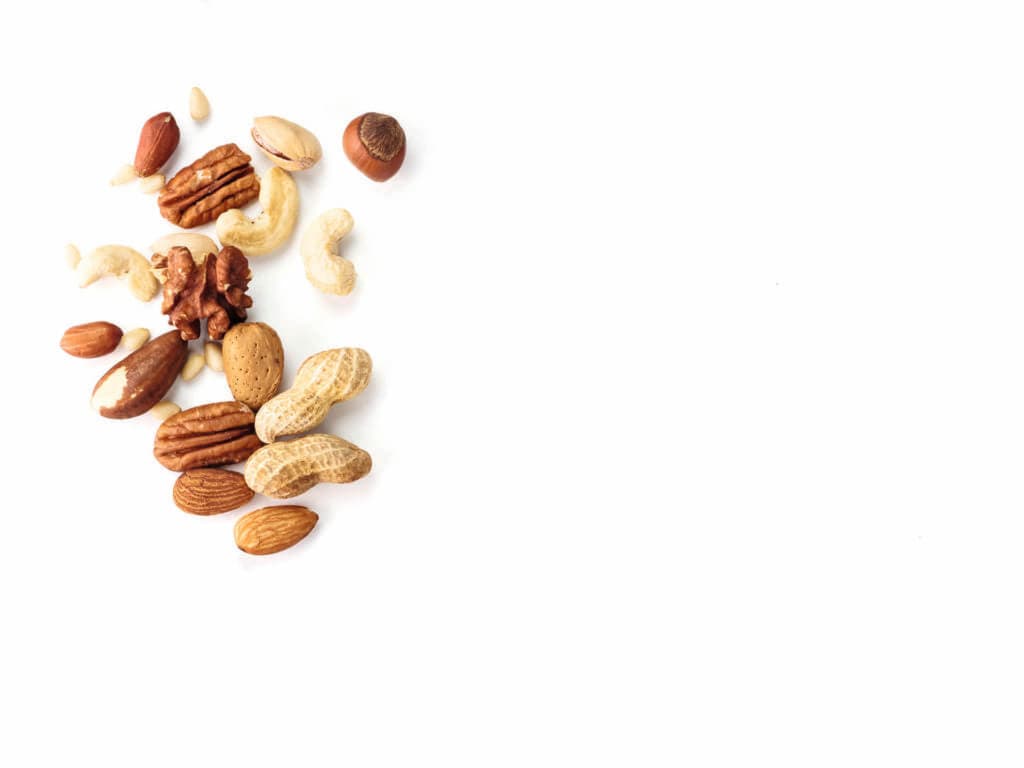 cashew, pecan, pine nuts, hazelnut isolated