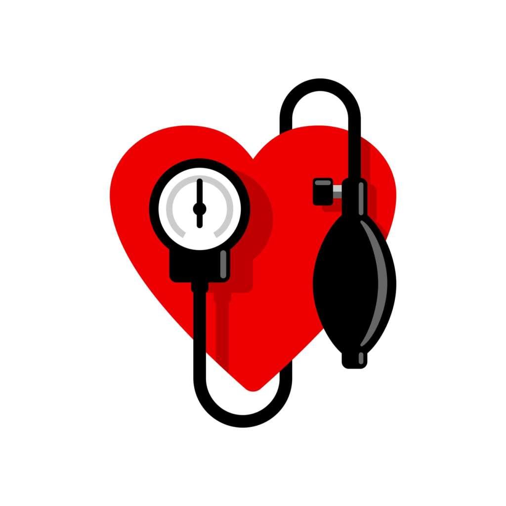 Rotes Herz mit Sphygmomanometer