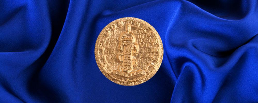 Prix Galien Suisse Preis-Medallion auf blauem Hintergrund