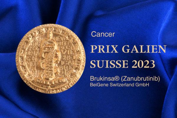 Prix Galien Suisse Medaille auf blauem Stoffhintergrund